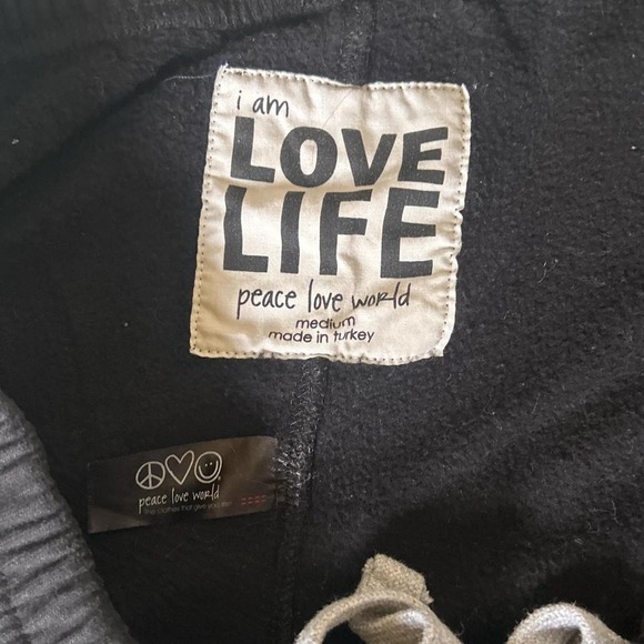 Peace Love World Black and grey sweatpants drawstring waistband women's medium - Picture 4 of 5